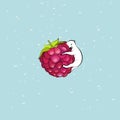 Polar bear on raspberry berry, sweet dreams